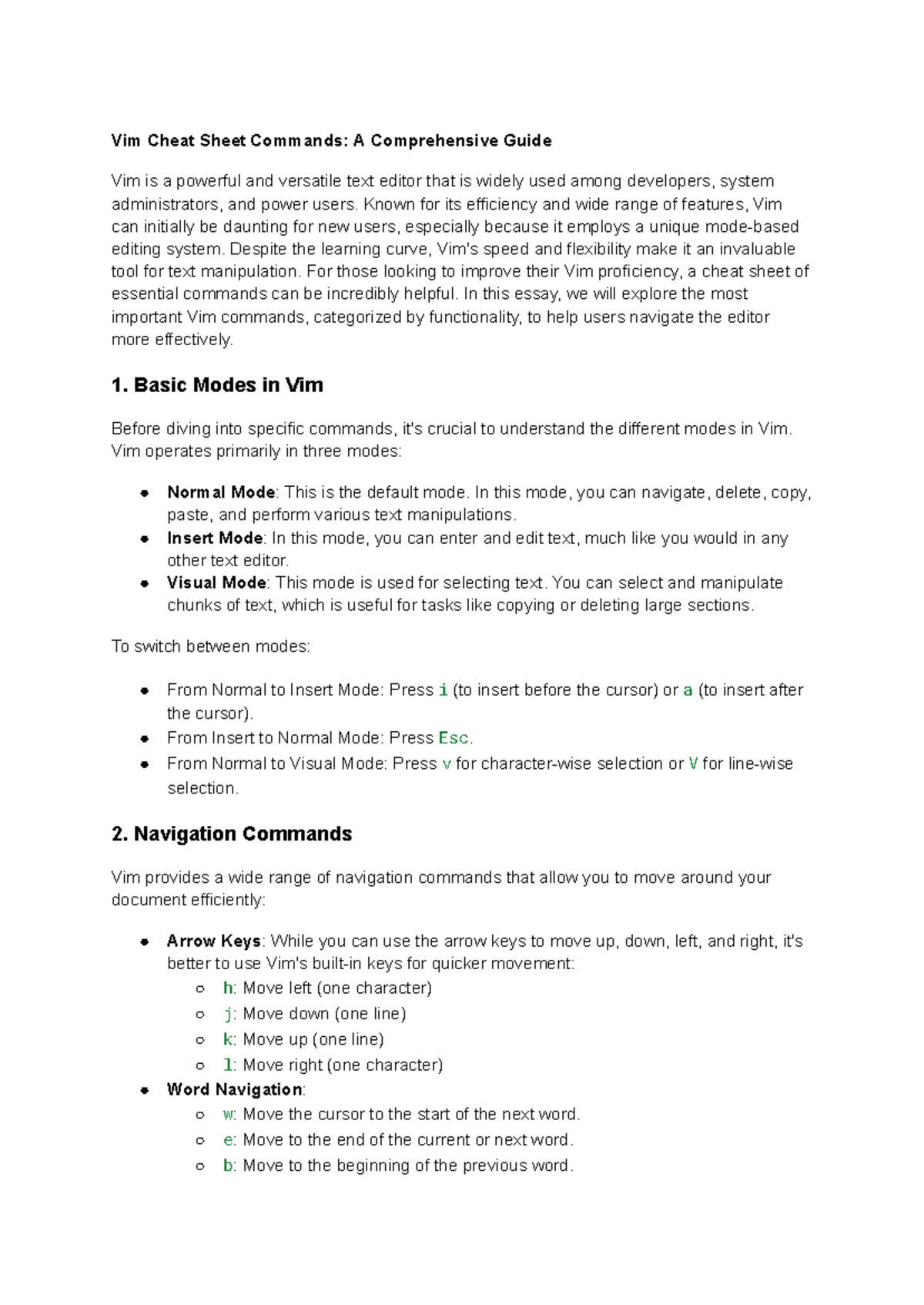 Vim Summary Notes - Vim Cheat Sheet Commands: A Comprehensive Guide Vim ...