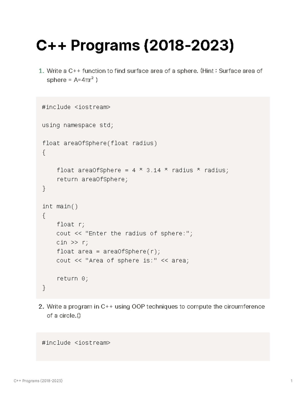 CPPPrograms(2018-2023) - C++ Programs (2018-2023) Write a C function to ...