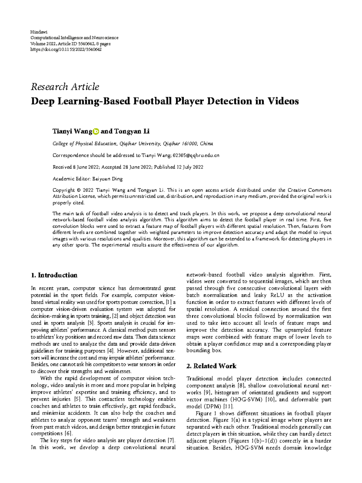 Deep Learning-Based Football Player Detection in V - Research Article ...