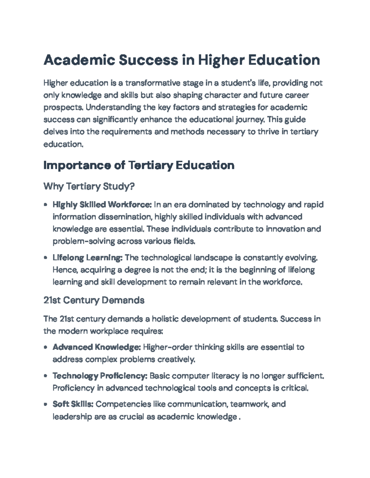 Strategies for Academic Success in Higher Education: A Comprehensive ...