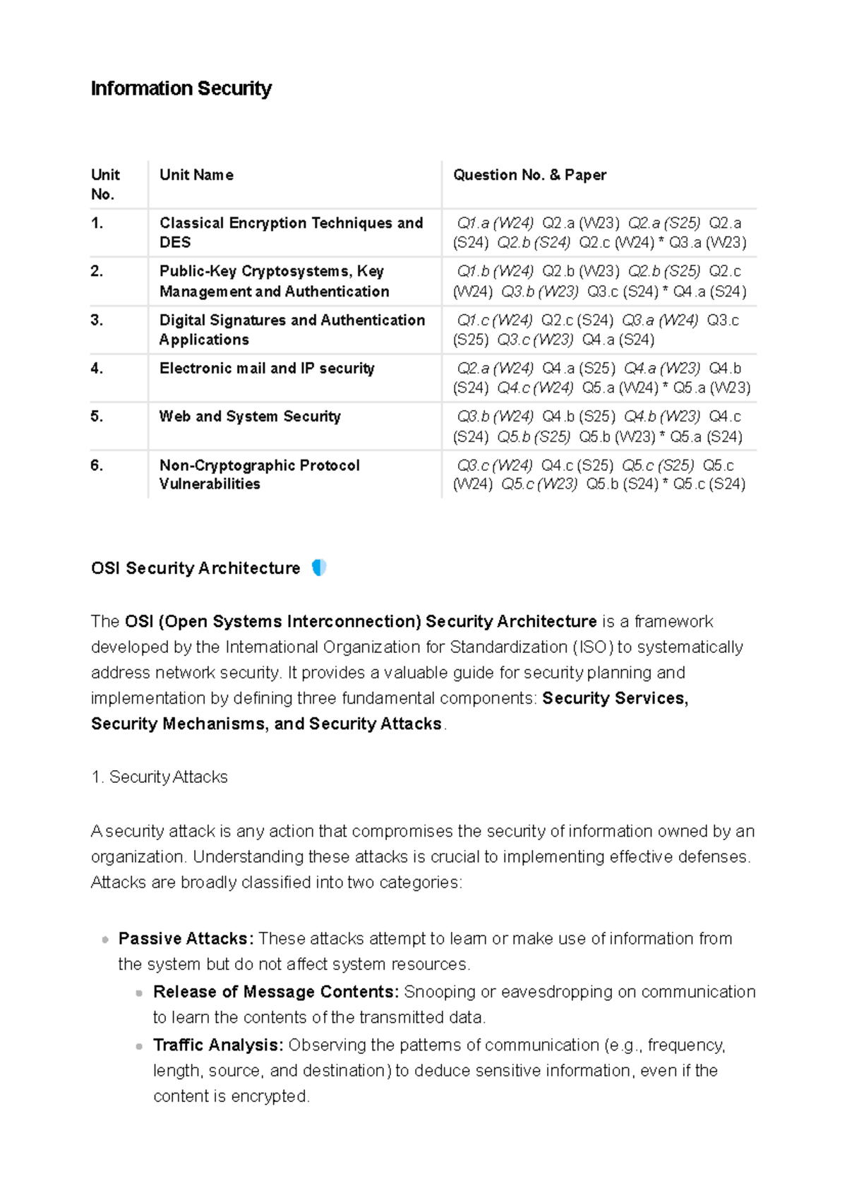 Information Security Study Guide (W24) - Key Concepts and Techniques ...
