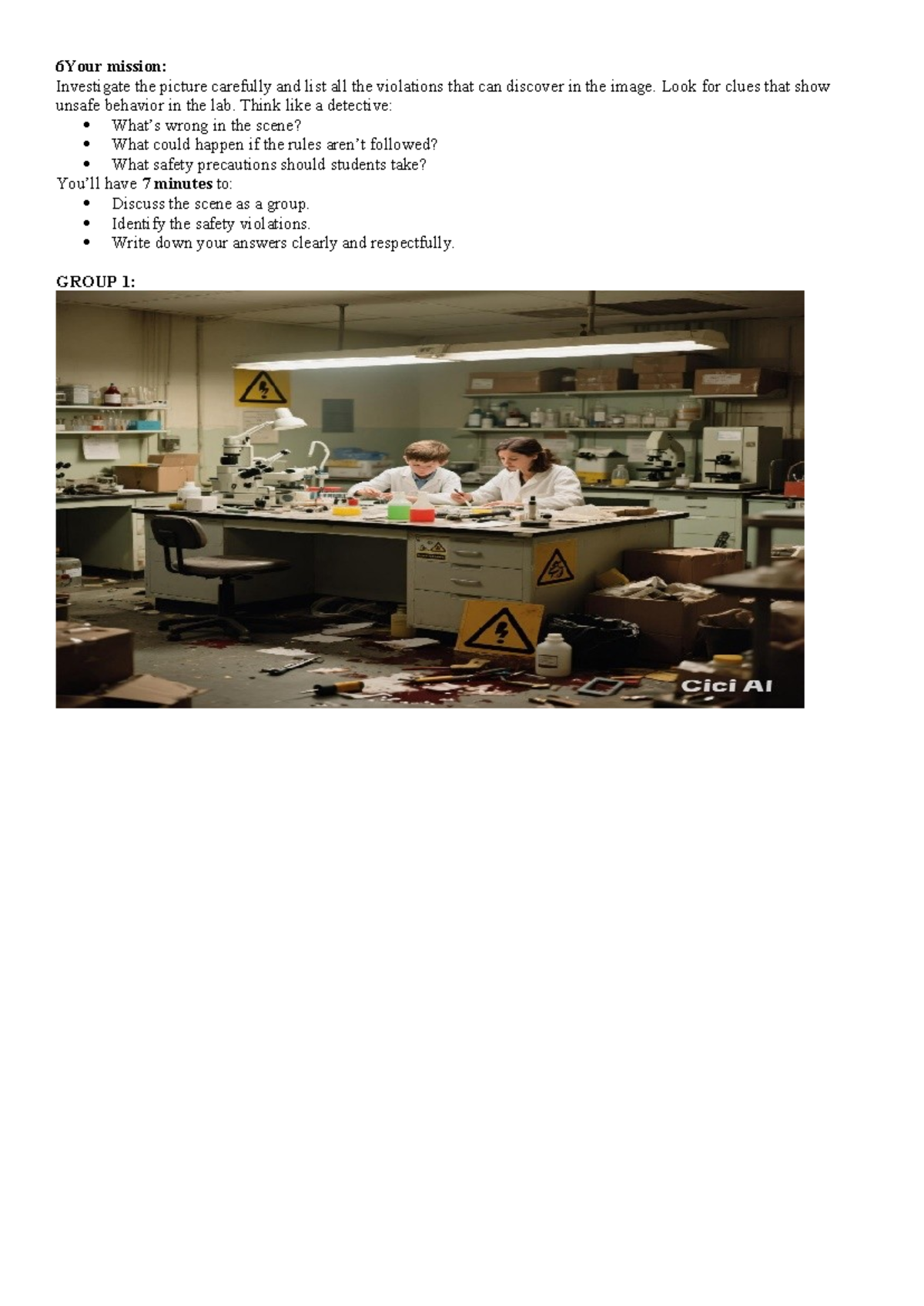 Lab Safety Violations Investigation Activity - Group Discussion - Studocu