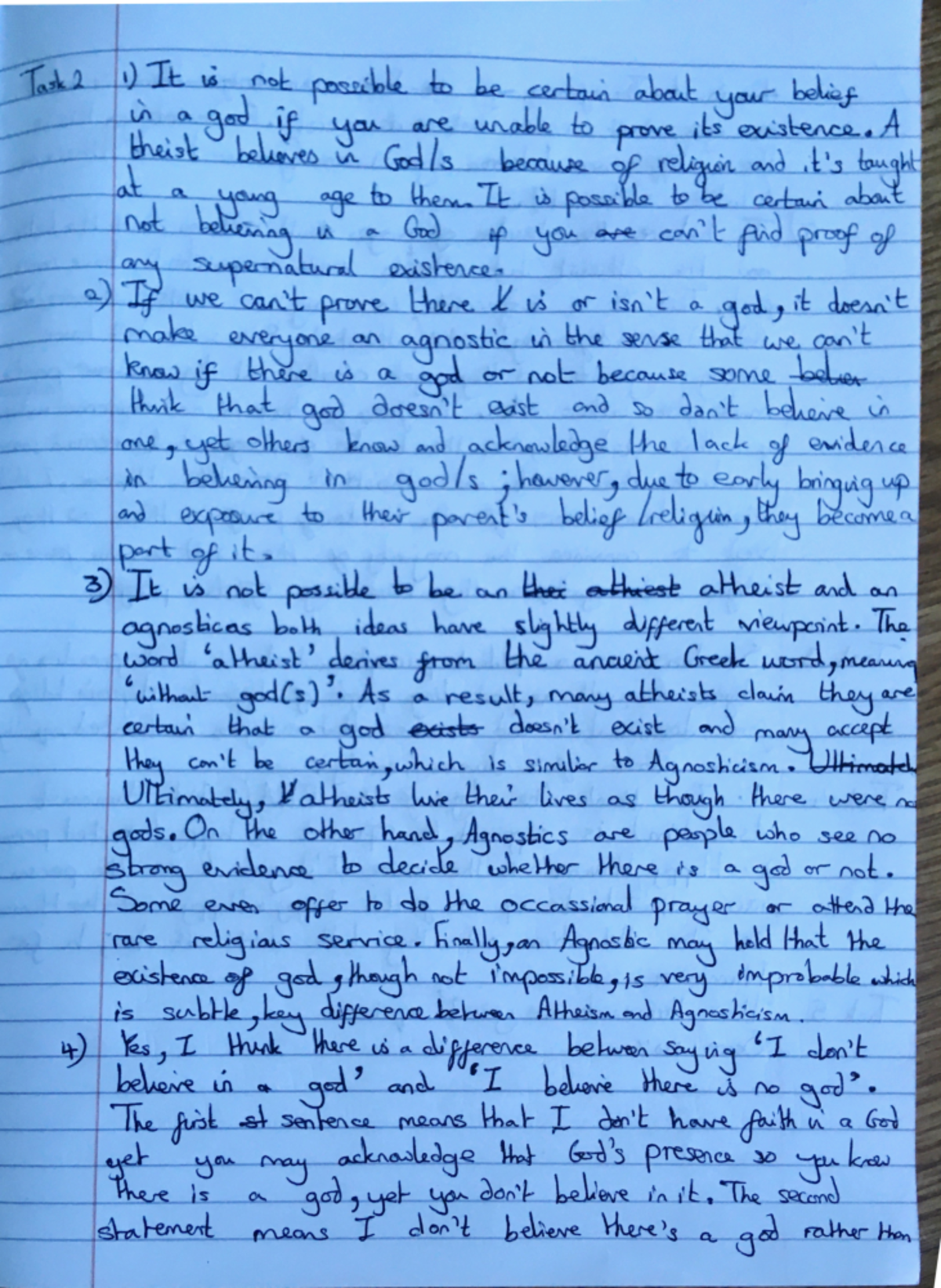 Muthu Ramanathan RE Humanism Task 2 - Task 2 1) It is not possible to ...