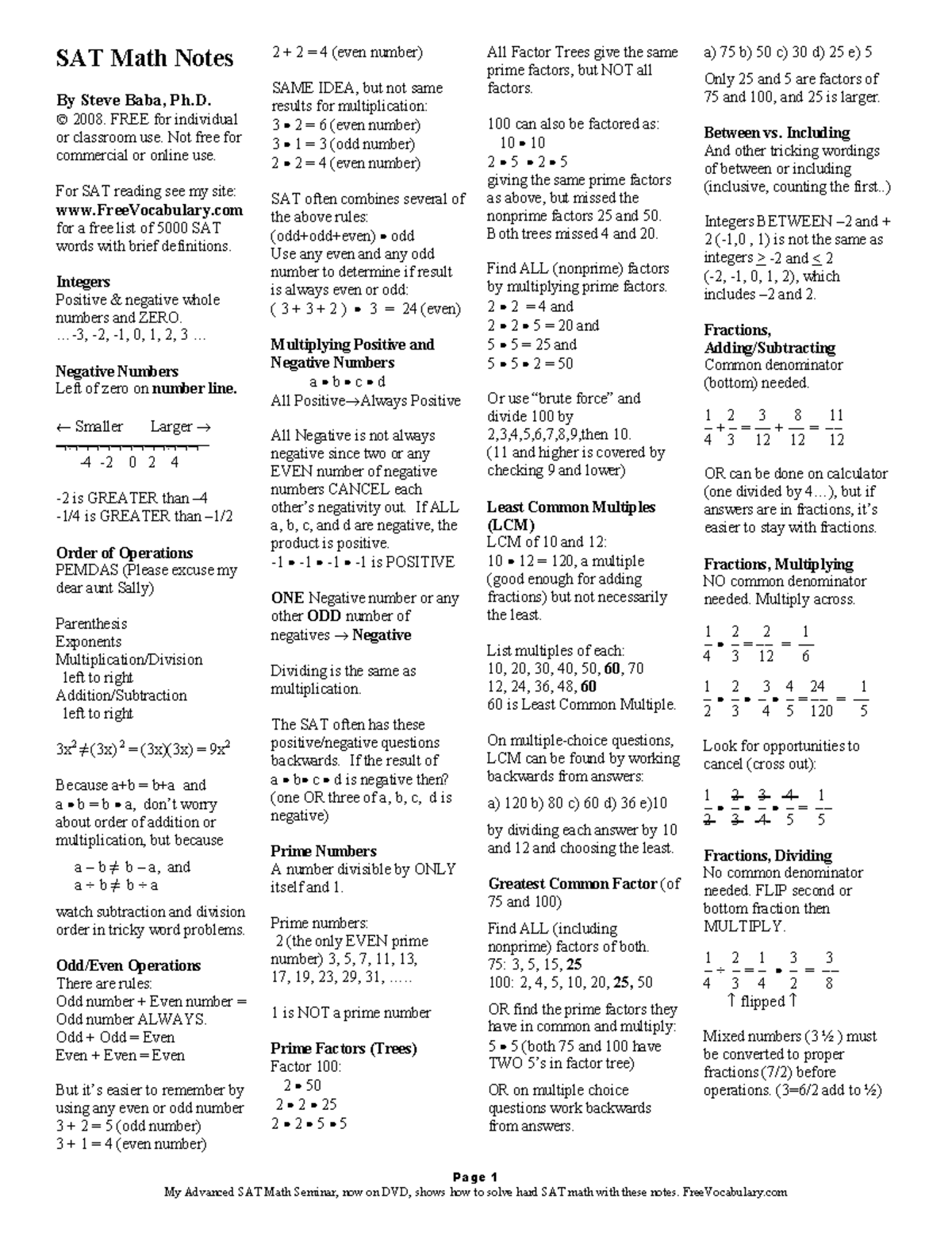 SAT Math Notes: Key Concepts and Formulas for Success - Studocu