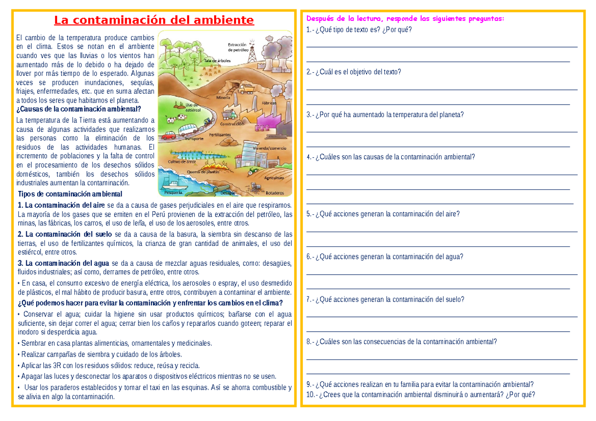 10 Preguntas Sobre La Contaminacion Ambiental www.studocu.com