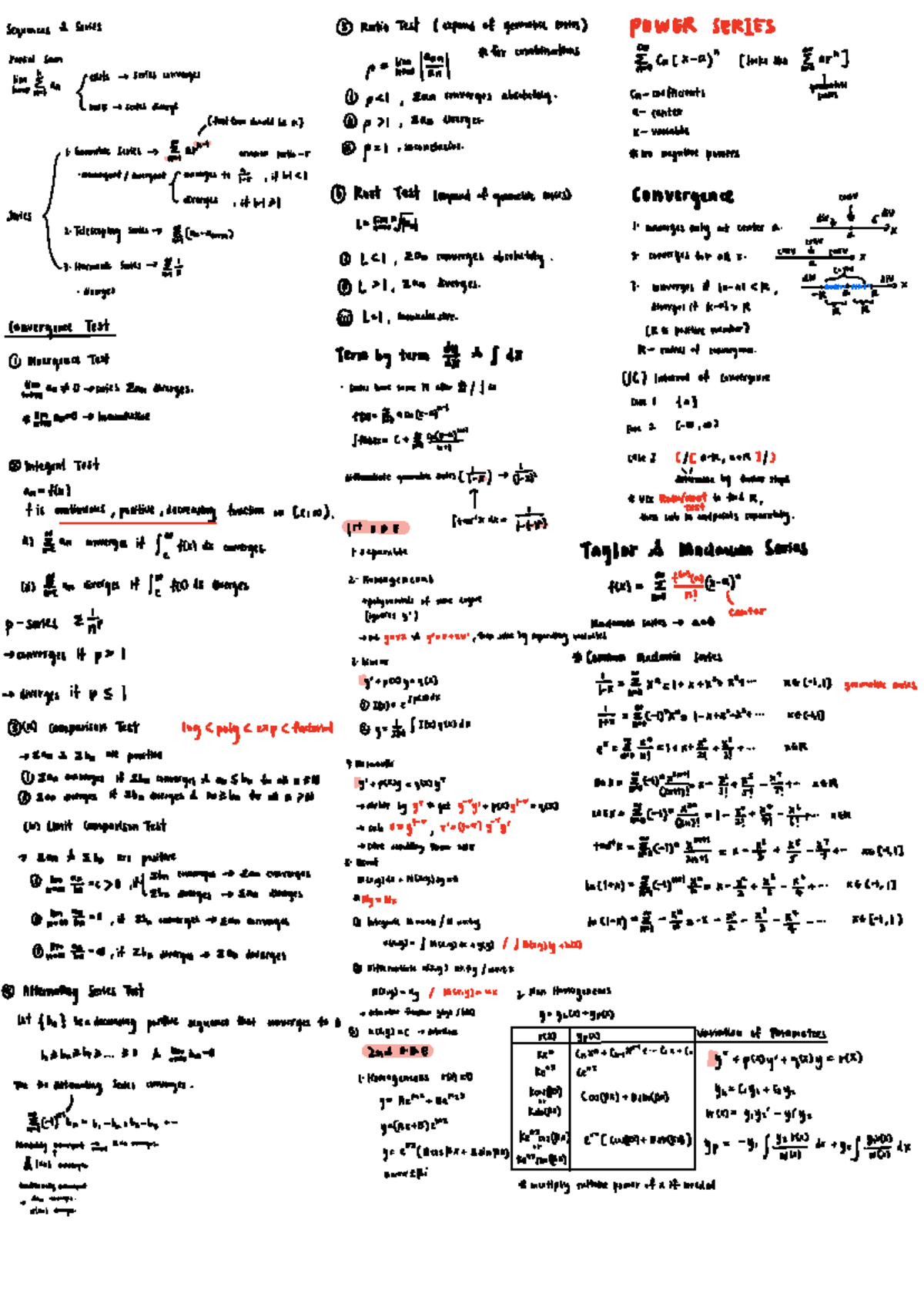 MH1811 Cheatsheet - Math2 - uences series ratioTest ...