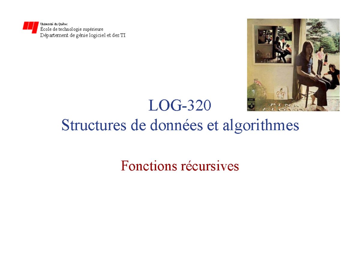 Structures de Données et Algorithmes - Fonctions Récursives (Génie ...