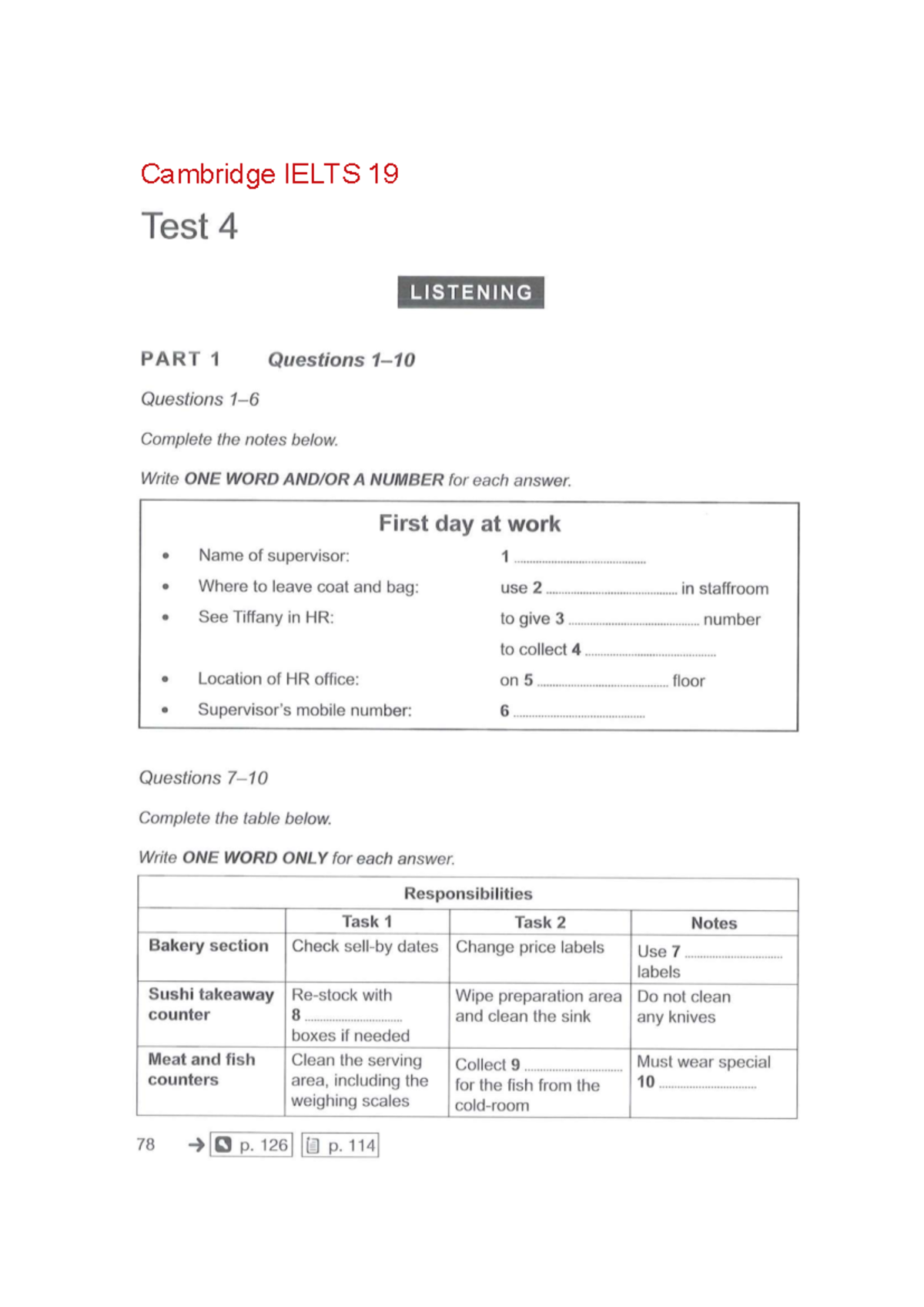 Cambridge IELTS 19 Test 4 Listening & Reading Practice Questions - Studocu