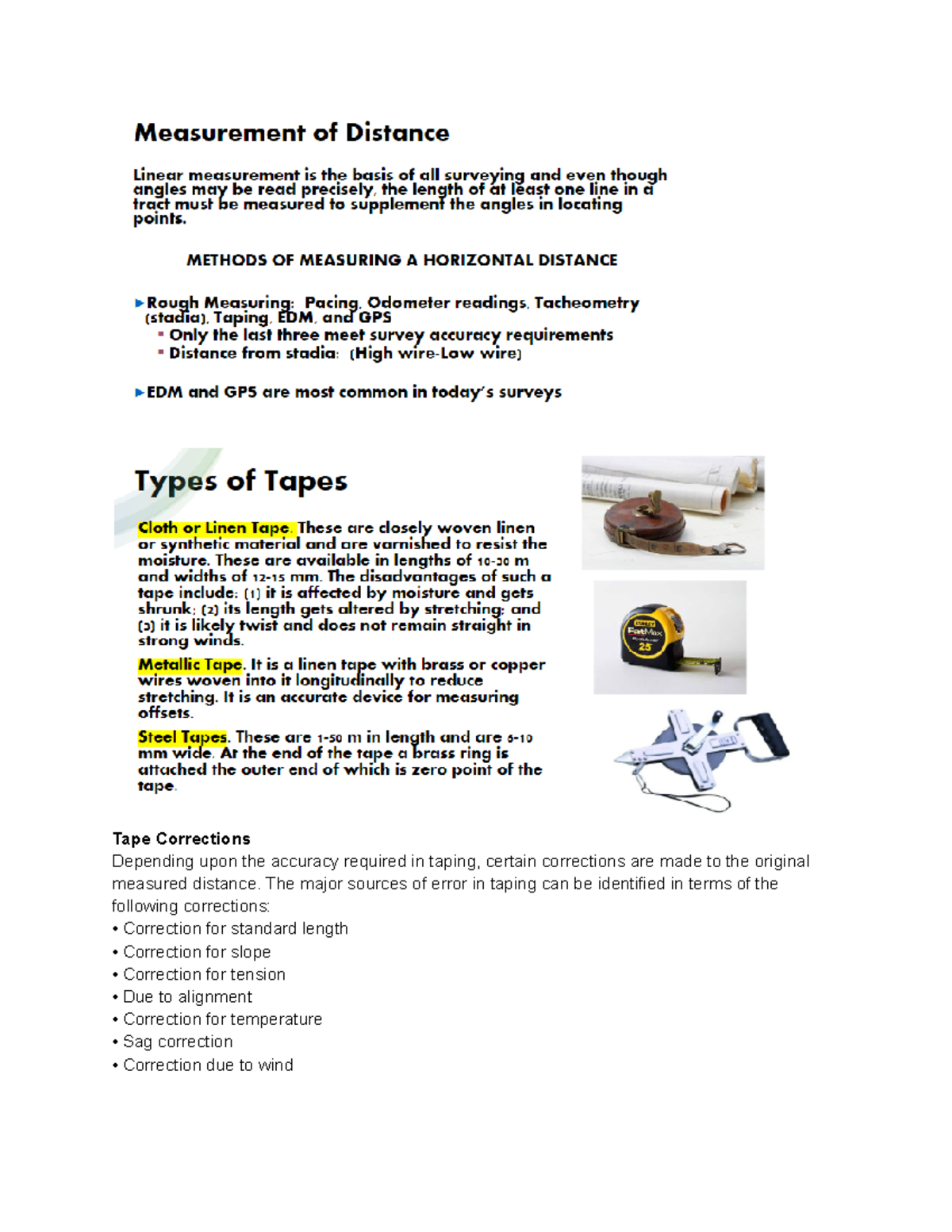 LEC3 Cesurv 30 TAPE Corrections: Understanding Taping Errors - Studocu