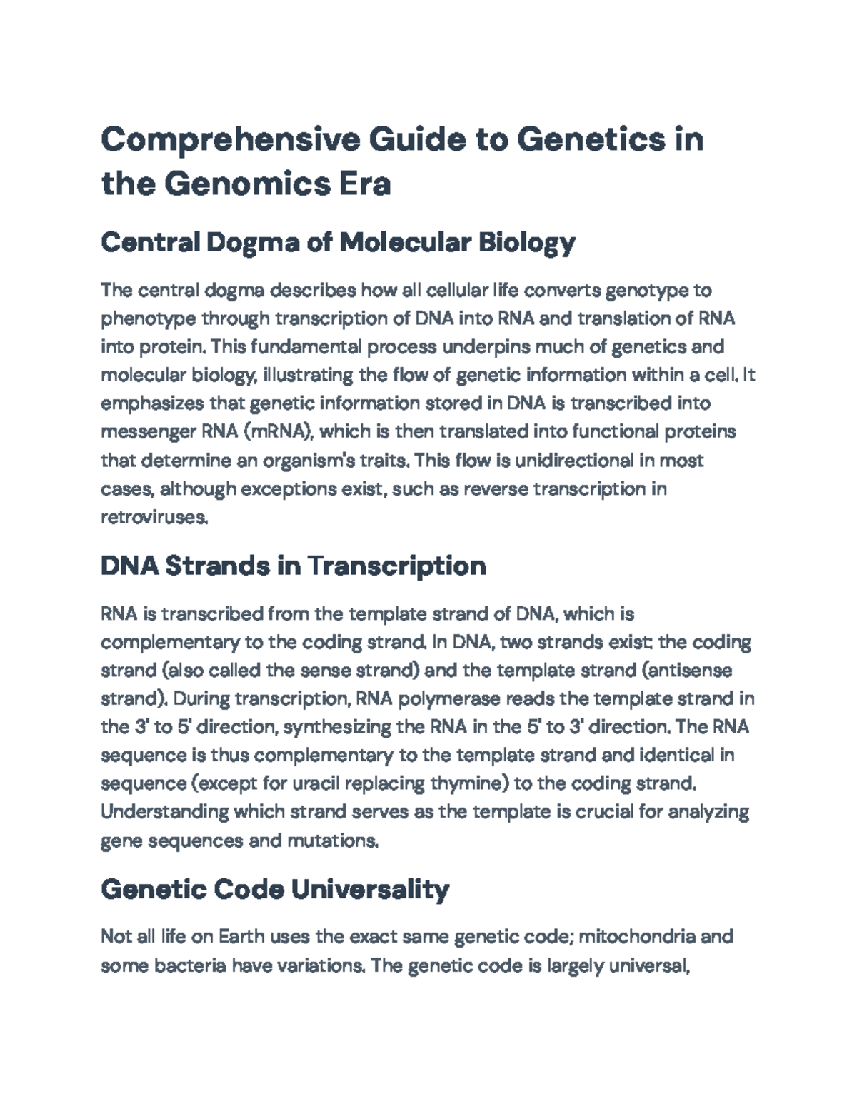 Comprehensive Guide to Genetics (BIO 101): Concepts, Techniques ...