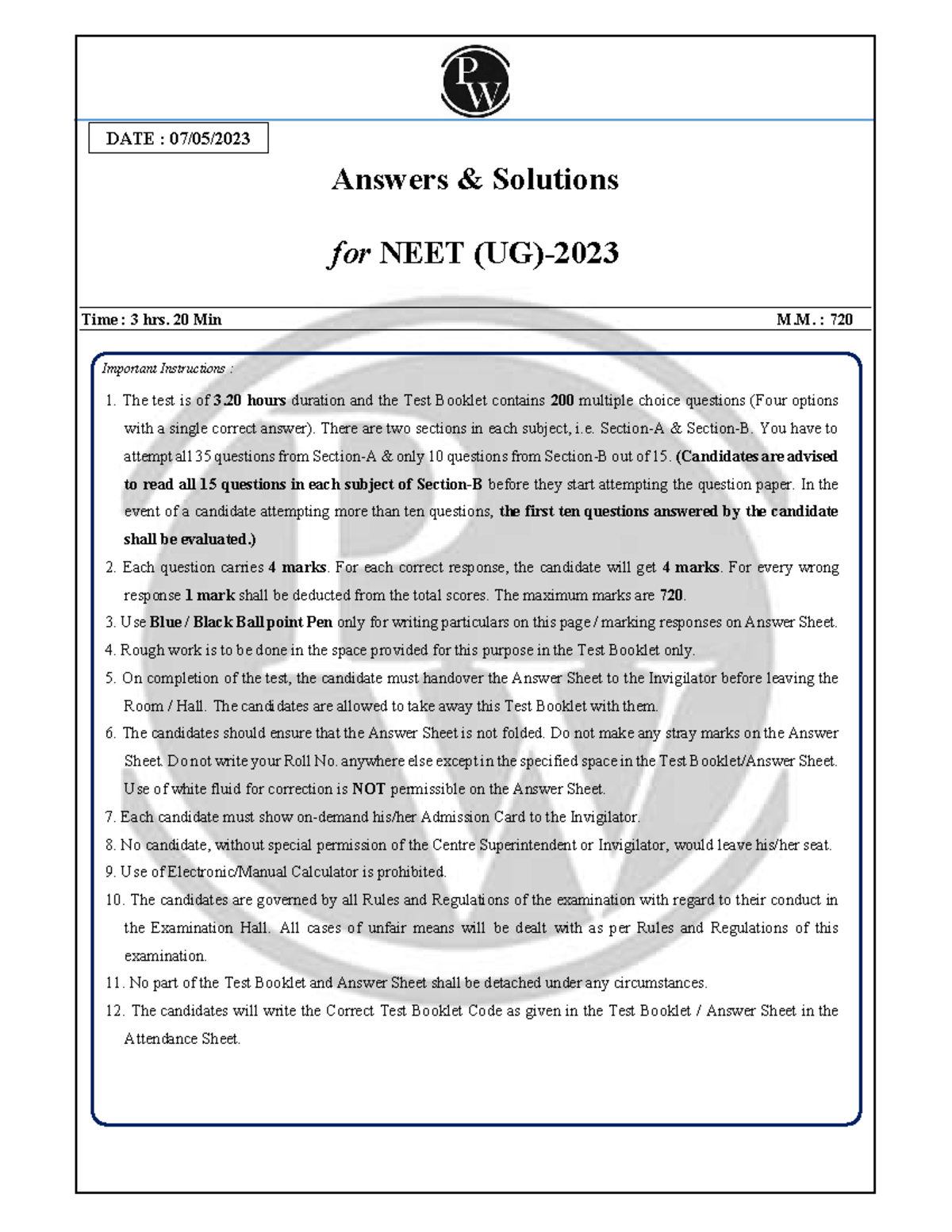 6499278863 b4ef00189 e7b1b ## Answer Key and Detailed Solution ...