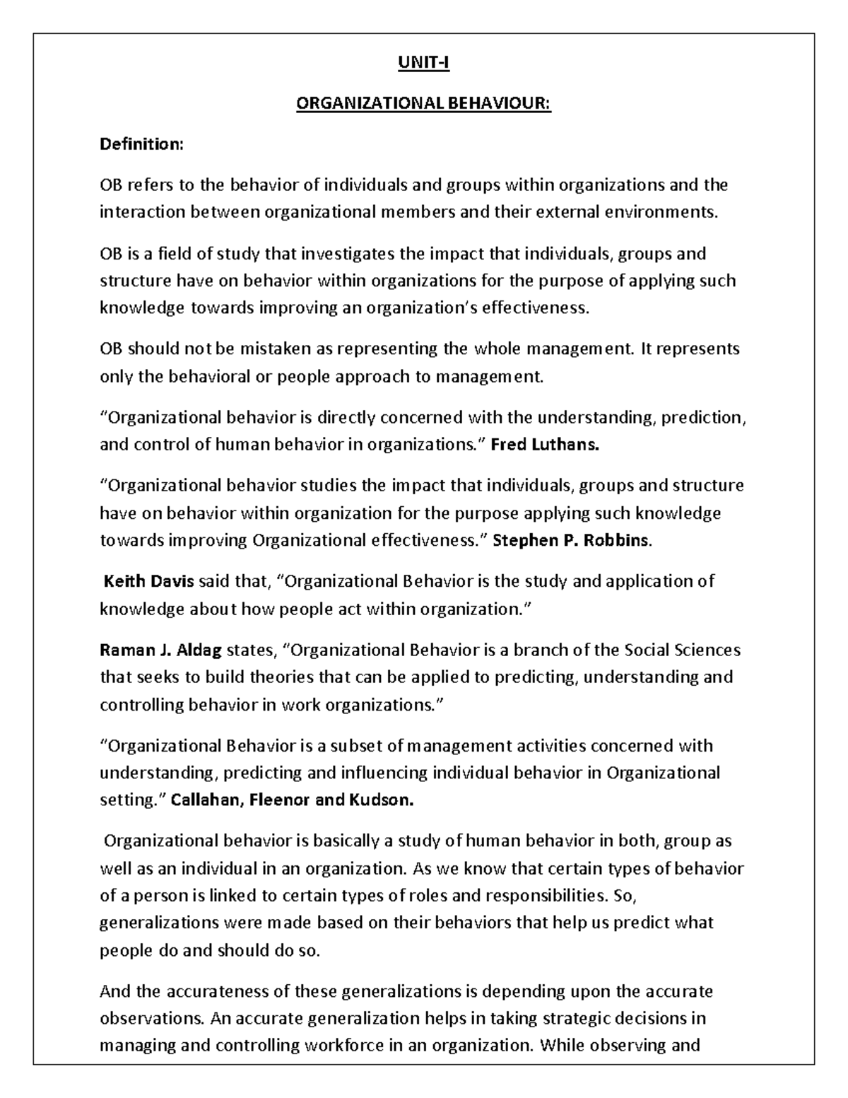 OB Notes R-22: Understanding Organizational Behavior and Its Impact ...