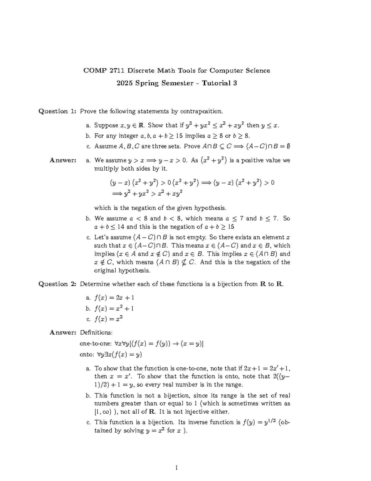 COMP 2711 Discrete Math Tutorial 3: Proofs and Bijections - Studocu
