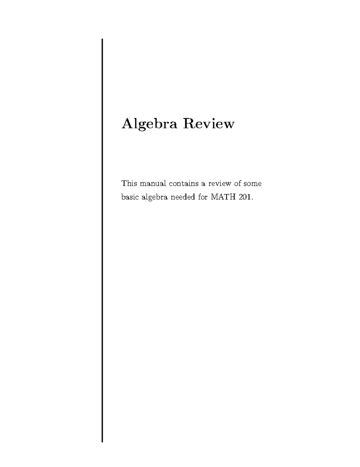 Algebra Review for MATH 201: Key Concepts and Techniques - Studocu