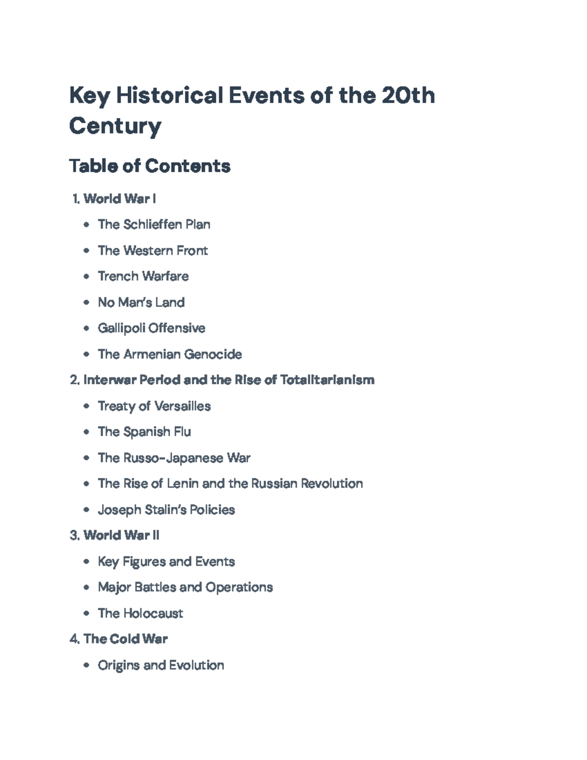 Key Historical Events of the 20th Century: Overview and Essay Guide ...