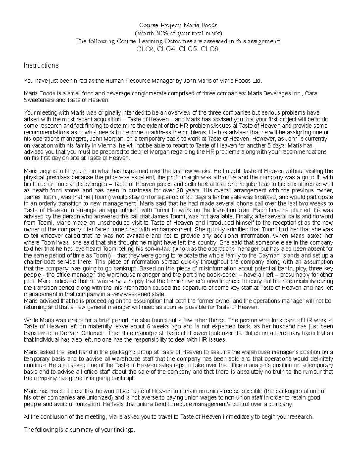 HR Issues Analysis and Recommendations - Course Project (HRM 101) - Studocu