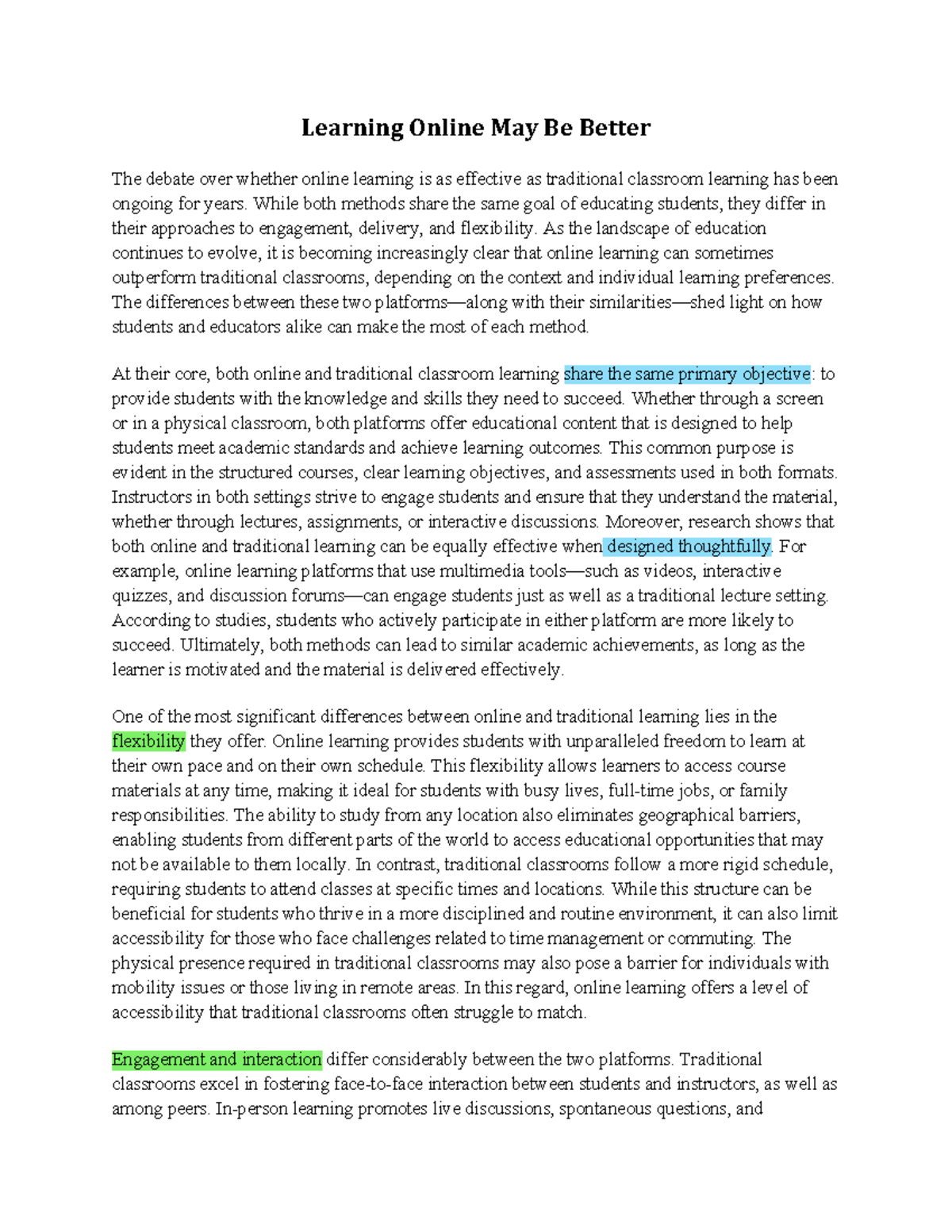 The Effectiveness of Online Learning vs. Traditional Classrooms - Studocu