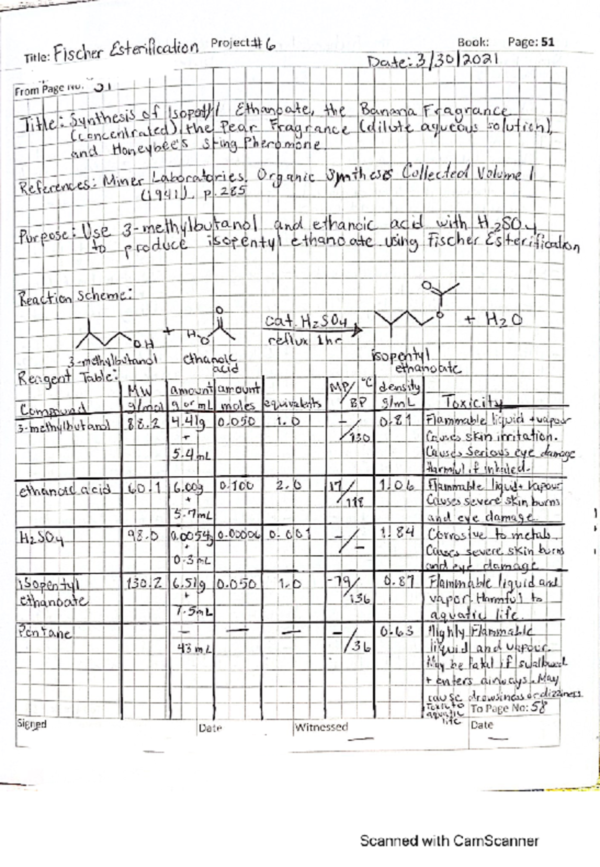 Fischer Esterification Lab Report 6: Synthesis of Fruity Esters - Studocu