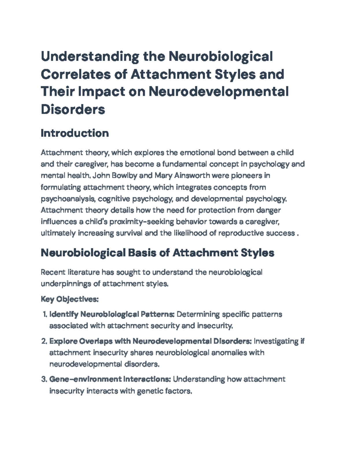 Understanding Neurobiological Impacts of Attachment Styles on ...