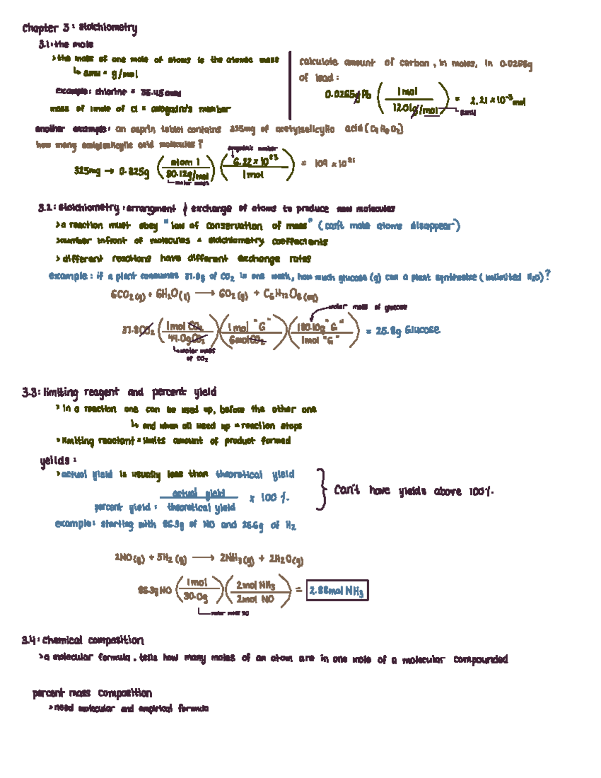 Chem - Chapter 3: Stoichiometry and Molecular Formulas - Studocu