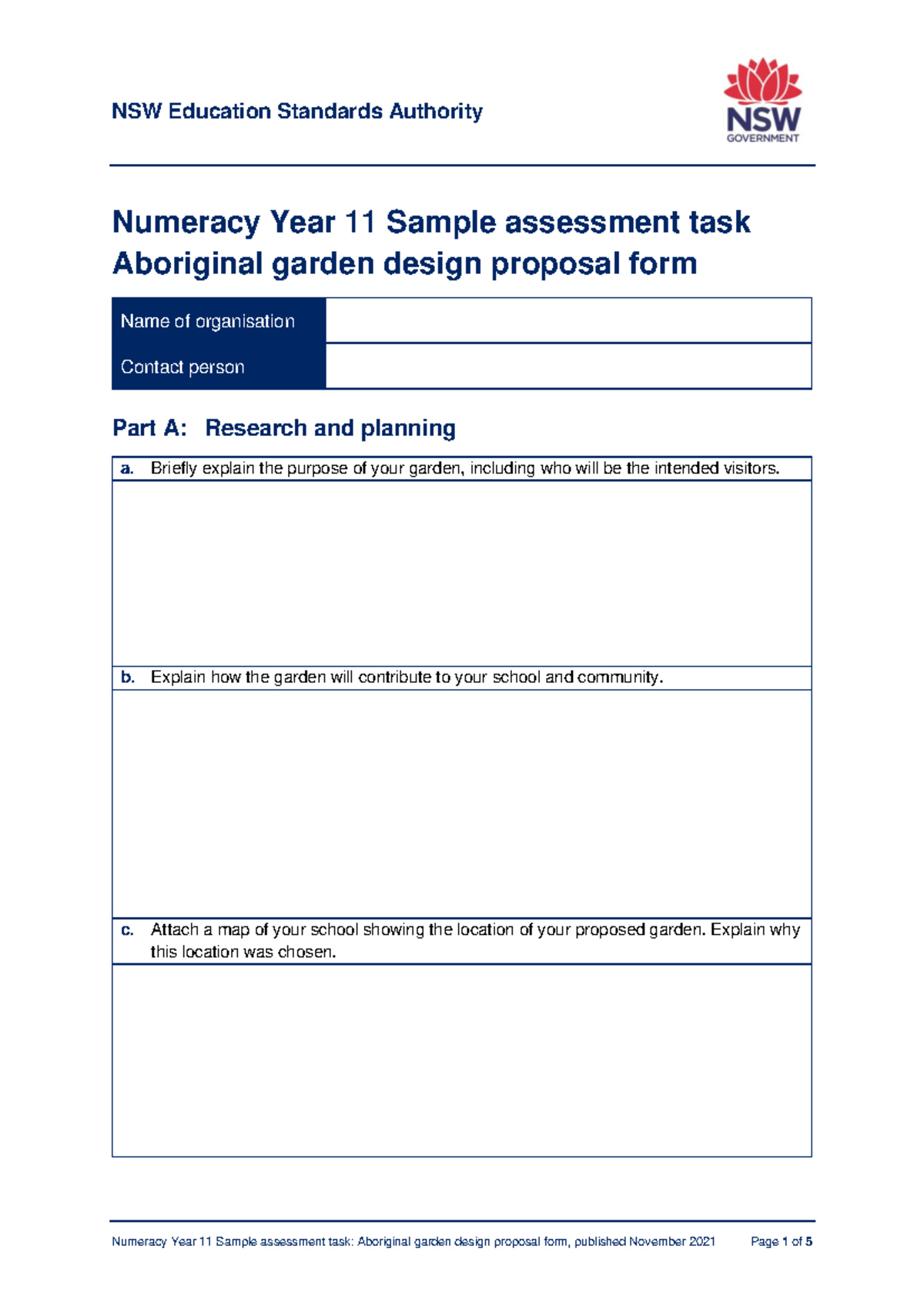 Numeracy Year 11 Sample Assessment Task: Aboriginal Garden Design ...