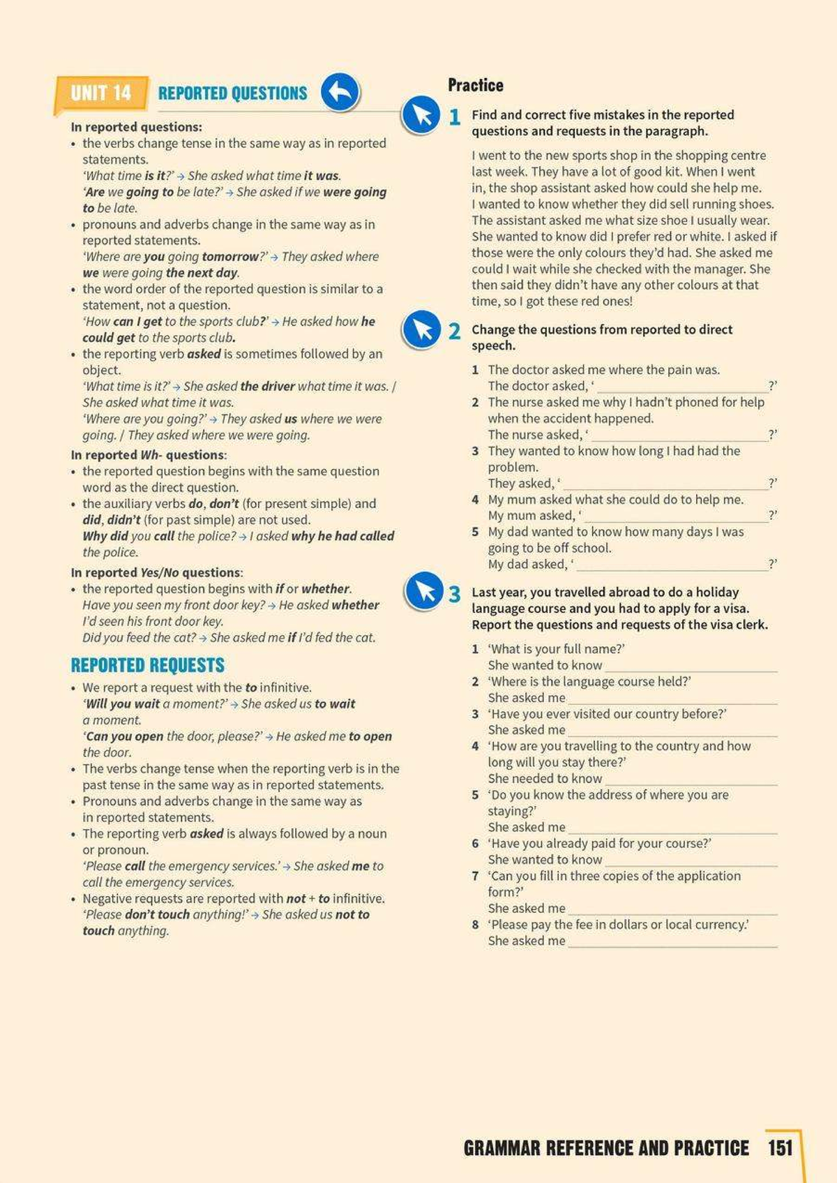 Reported Questions and Requests: Grammar Reference and Practice (ENG ...