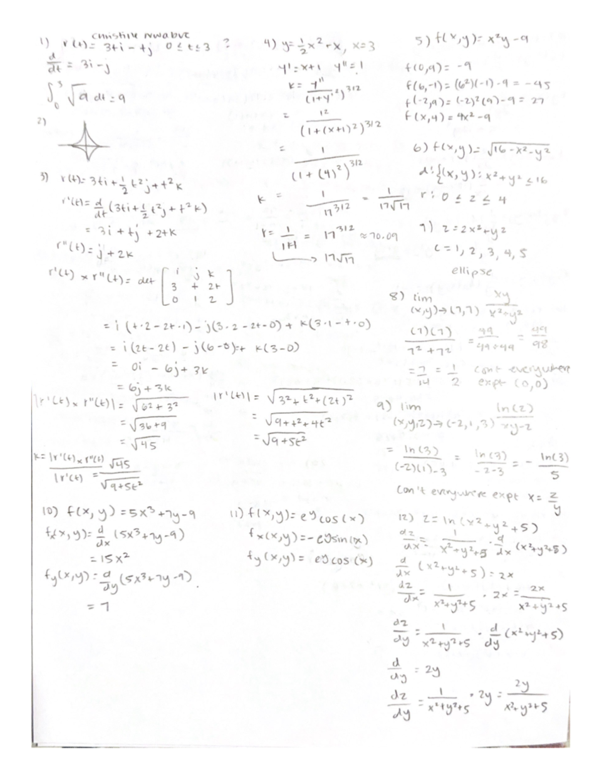 Math Test 2 Solutions - Christille Nwabue - Studocu