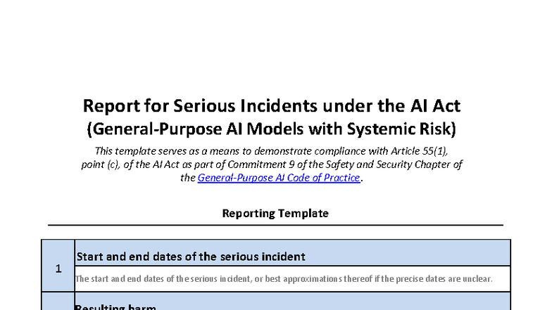 AI Act Compliance Report: Serious Incidents in General Purpose AI ...