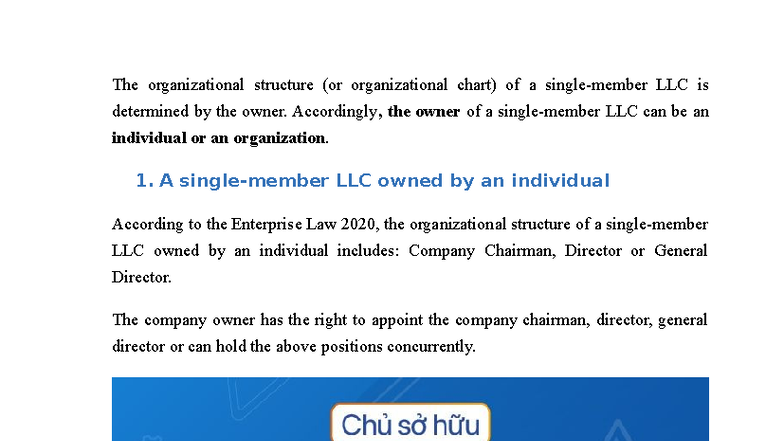 Single-Member LLC Organizational Structure Overview (Course Code ...