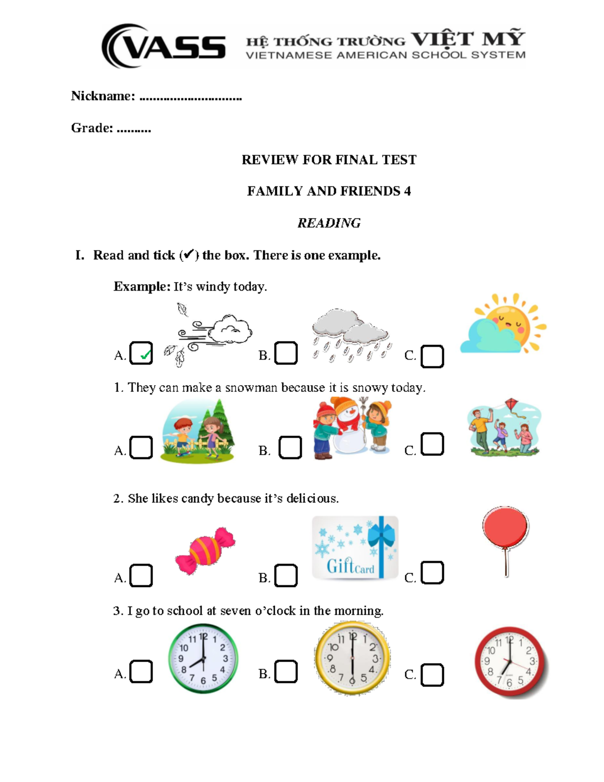 Family & Friends 4 Final Test Review Guide - Studocu