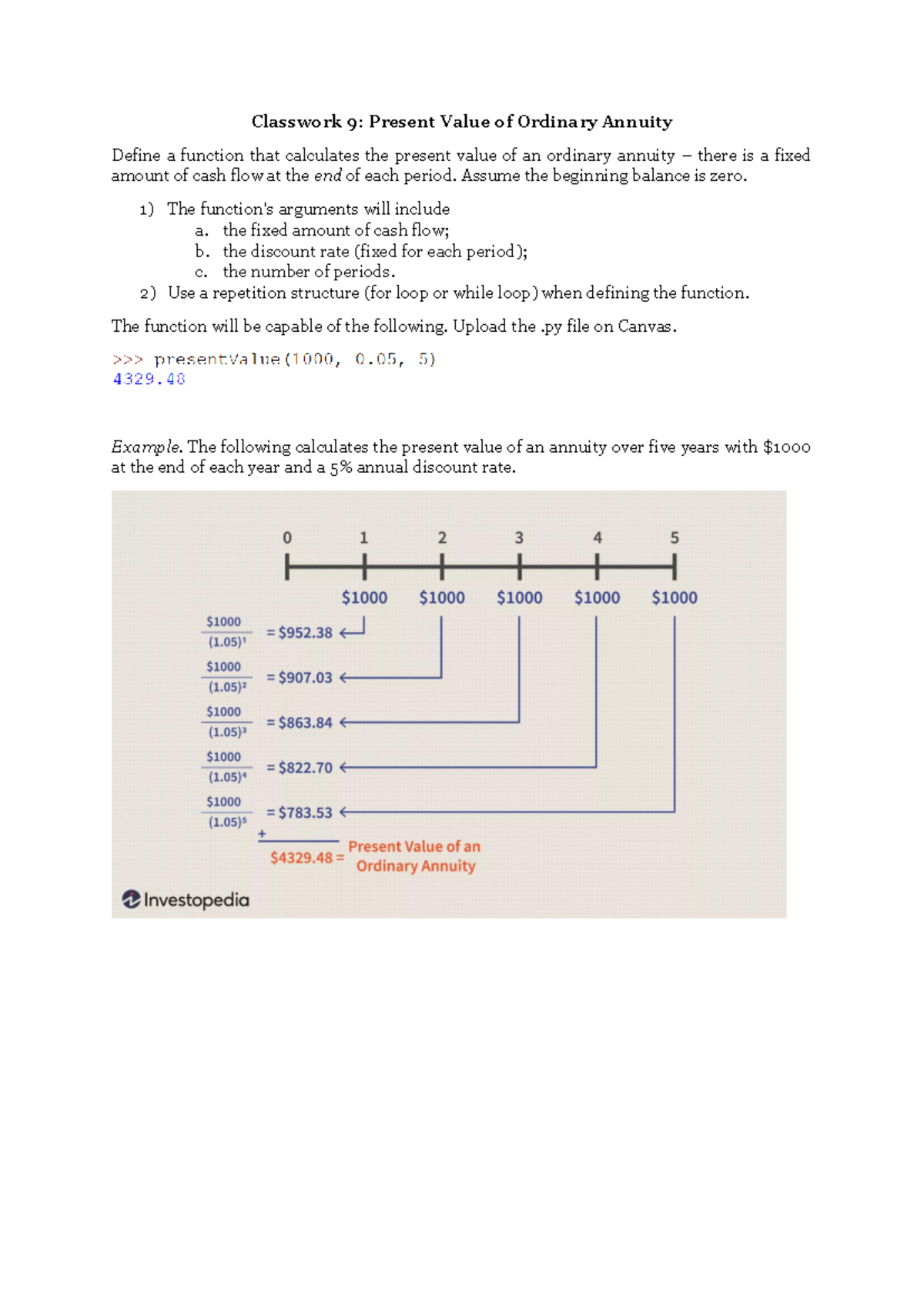 Classwork 9 - python - Classwork 9 : Present Value of Ordinary Annuity ...