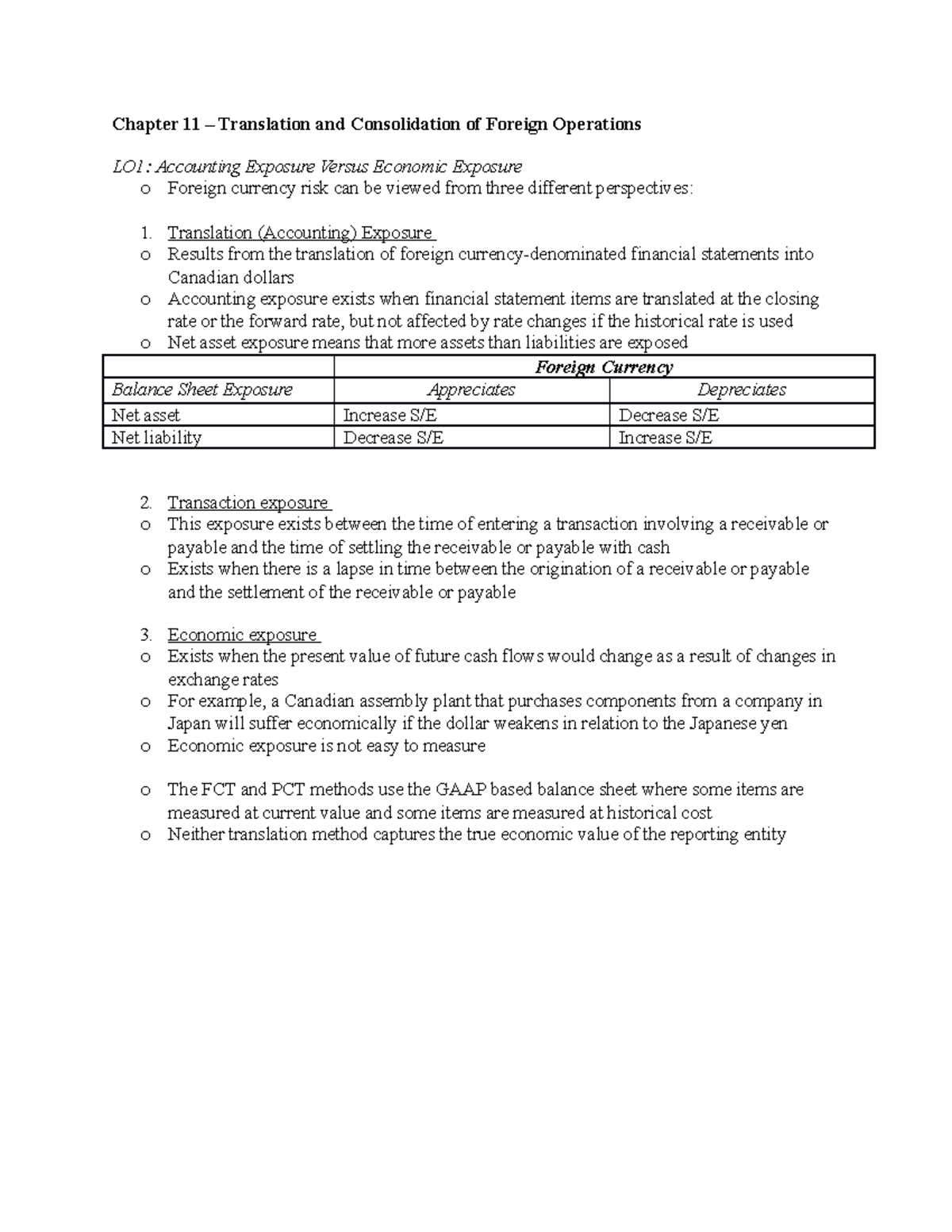 BU487 Final Exam - Study Notes on Foreign Operations Translation - Studocu