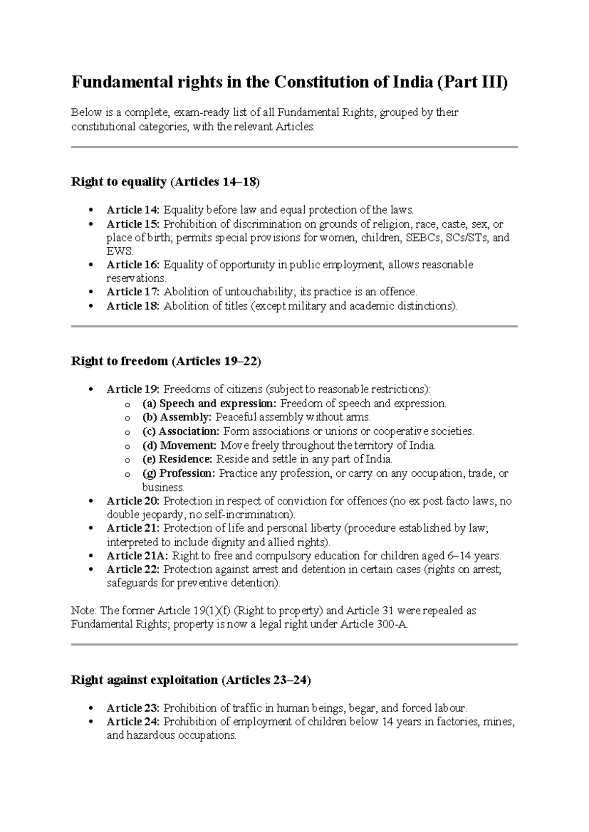 Fundamental Rights in the Constitution of India: A Comprehensive ...