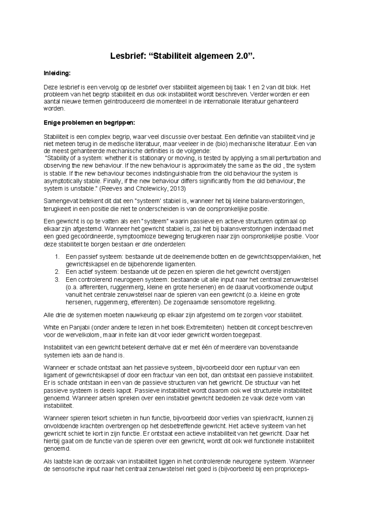 Lesbrief: Stabiliteit Algemeen 2 en Instabiliteit van Gewrichten ...