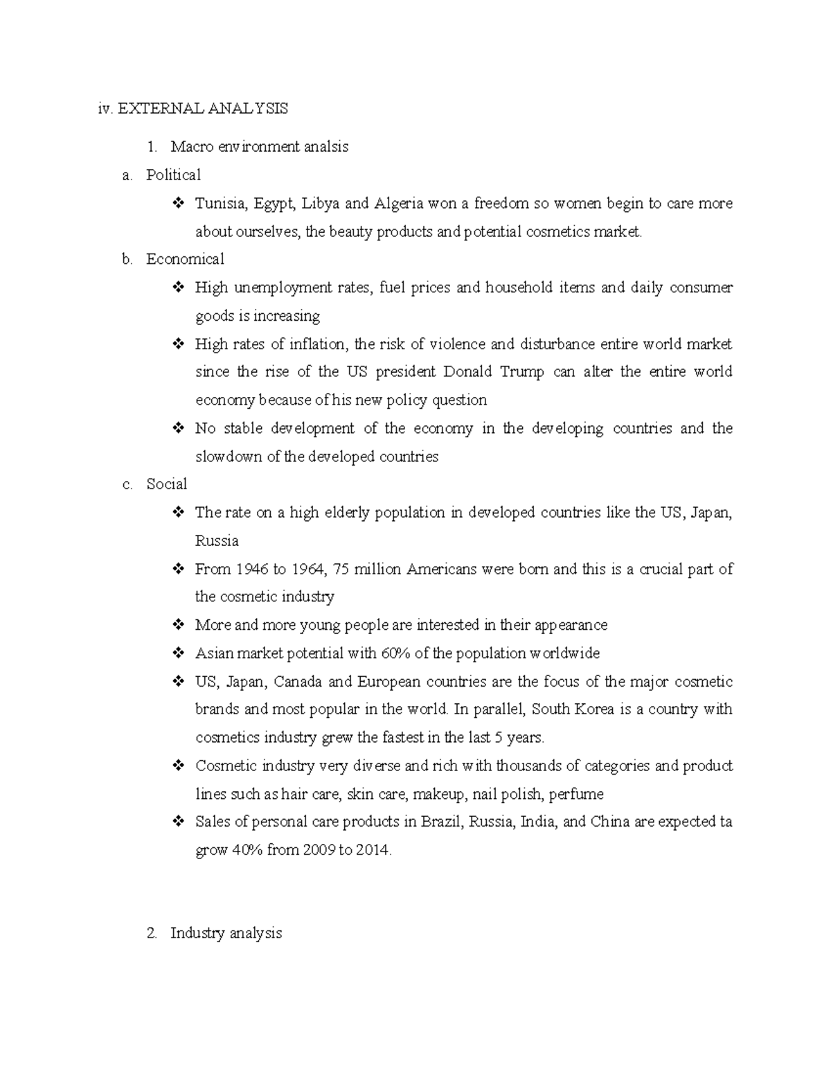 External - Strategy Report from Lo'real - iv. EXTERNAL ANALYSIS 1 ...