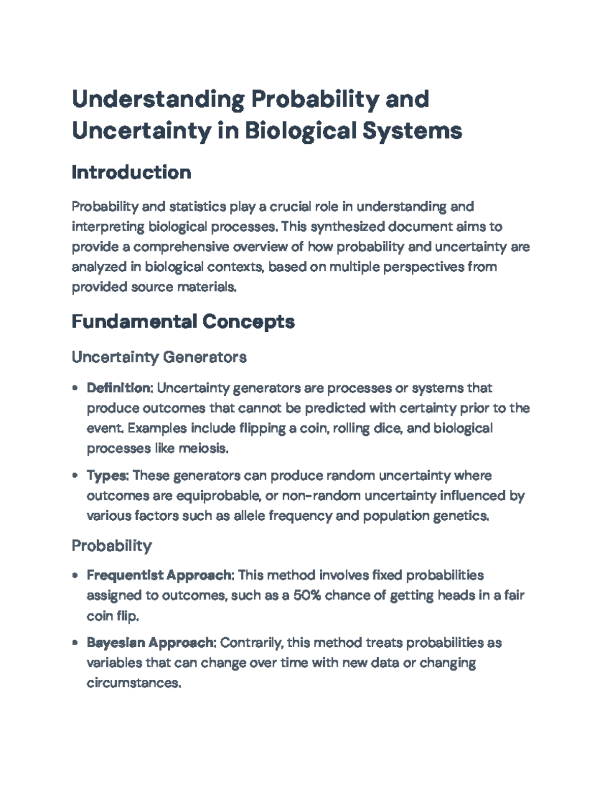 Understanding Probability and Uncertainty in Biological Systems ...