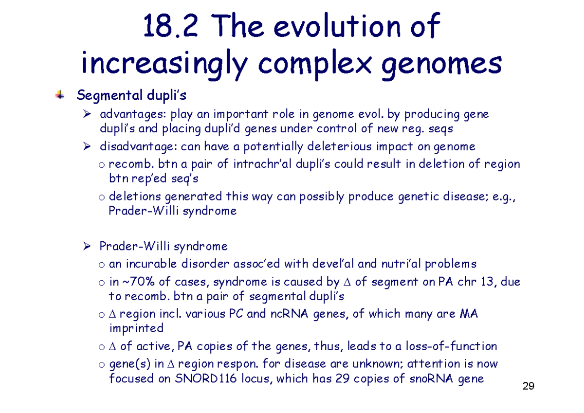 GENE3713 2025 - Ch018 - Lecture 04: Evolution of Complex Genomes - Studocu