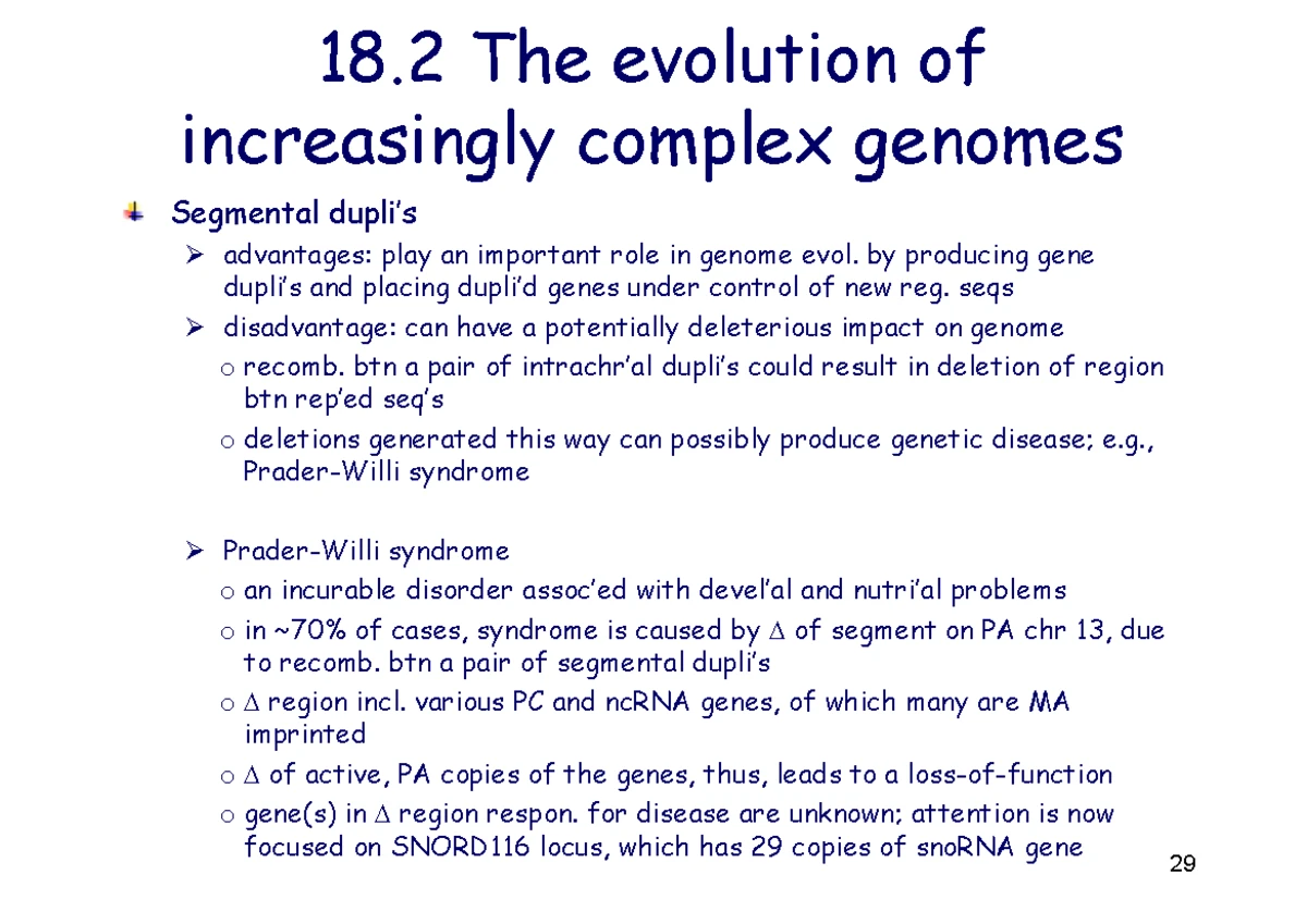GENE3713 2025 - Ch018 - Lecture 02: Evolution of Complex Genomes - Studocu