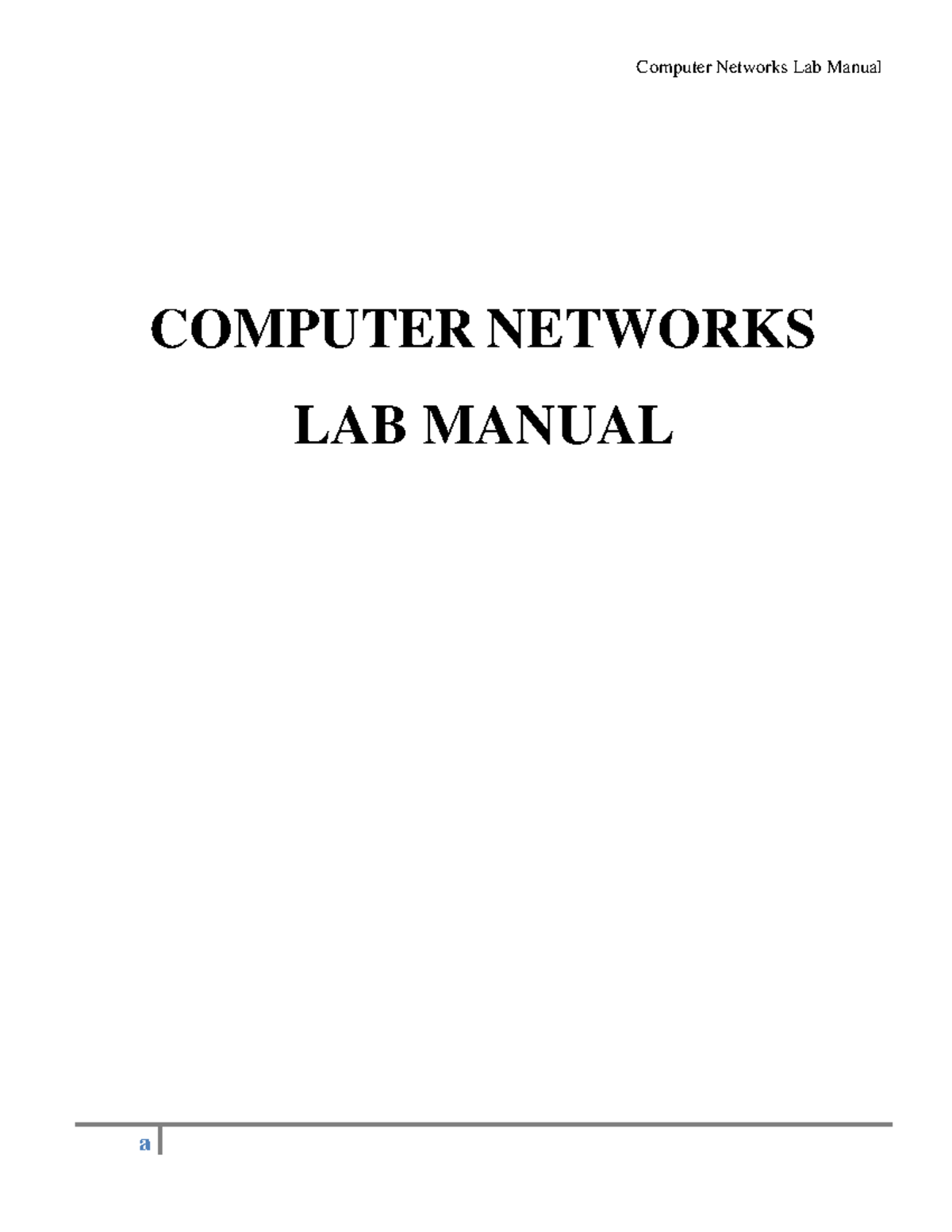 Computer Networks Lab Manual: General Instructions & Algorithms - Studocu