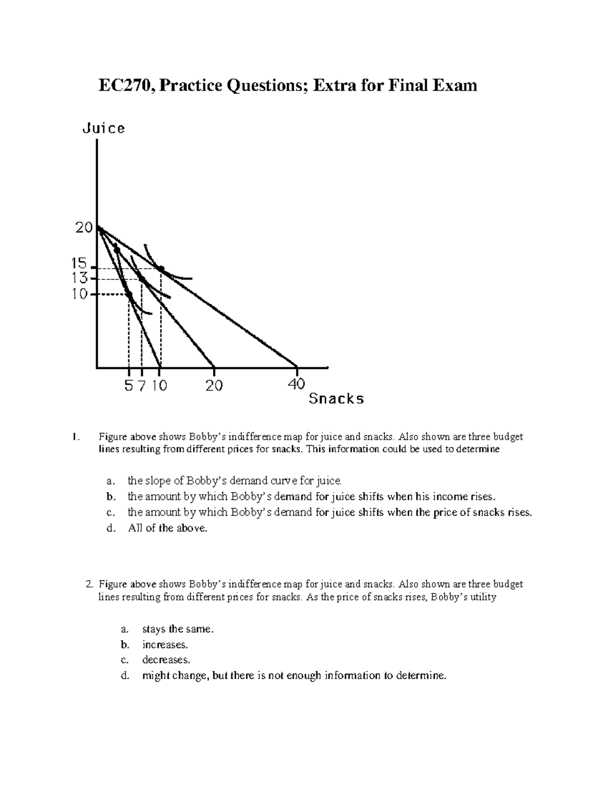 EC270 Final Exam Practice Questions and Study Guide - Studocu