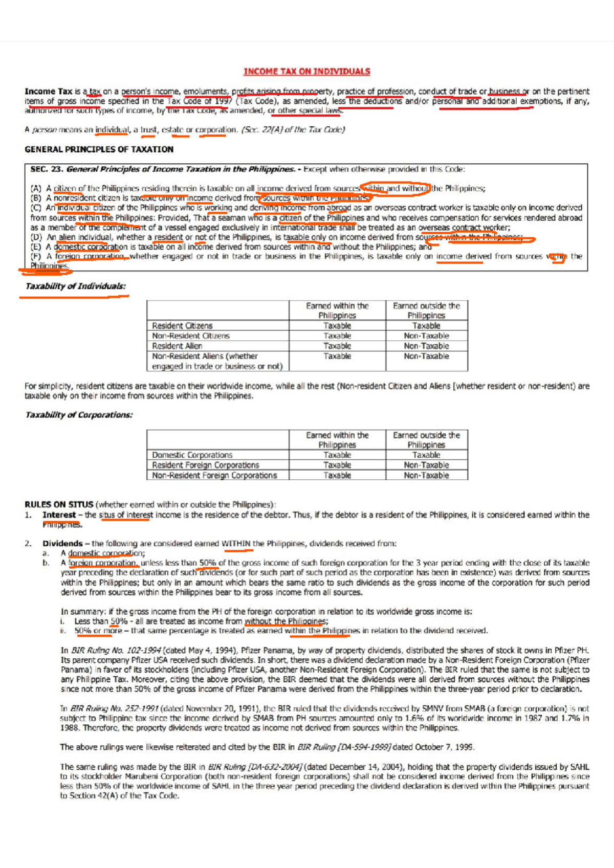 TAX 101: Lecture Notes on Individual Income Tax Principles - Studocu