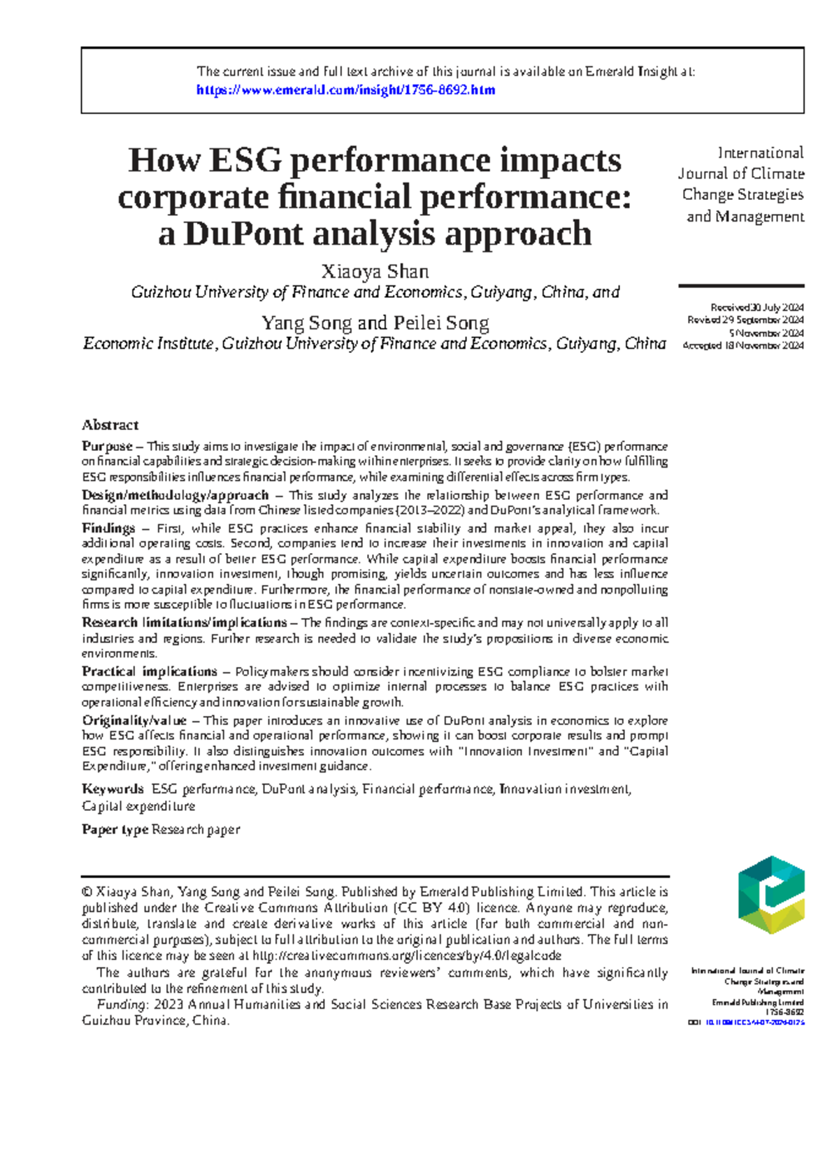 How ESG Performance Influences Corporate Financial Outcomes: A DuPont ...