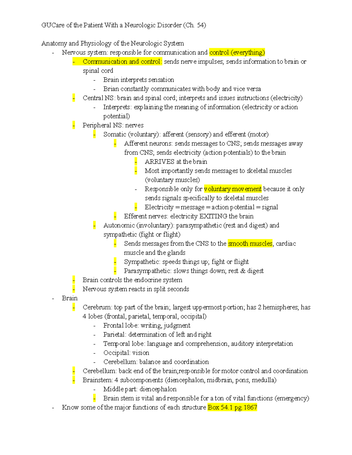 GUC NEURO 101 Final Exam Lecture Notes on Neurologic Disorders - Studocu