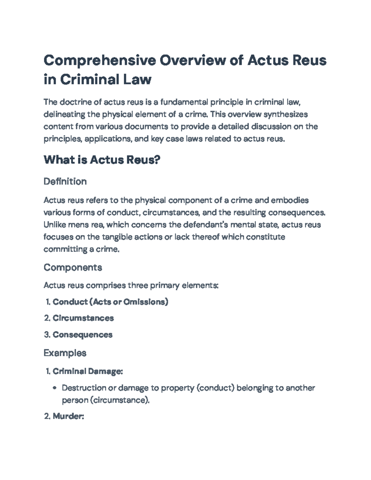 Comprehensive Overview of Actus Reus in Criminal Law: Key Principles ...