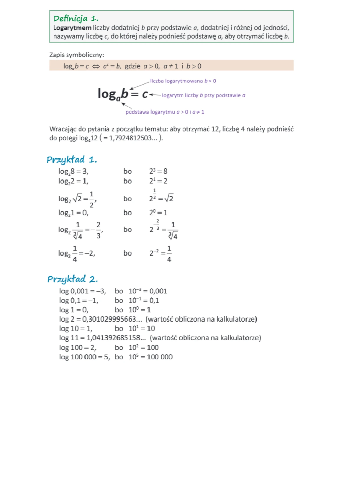 Matematyka Z Plusem Logarytmy Sprawdzian www.studocu.com