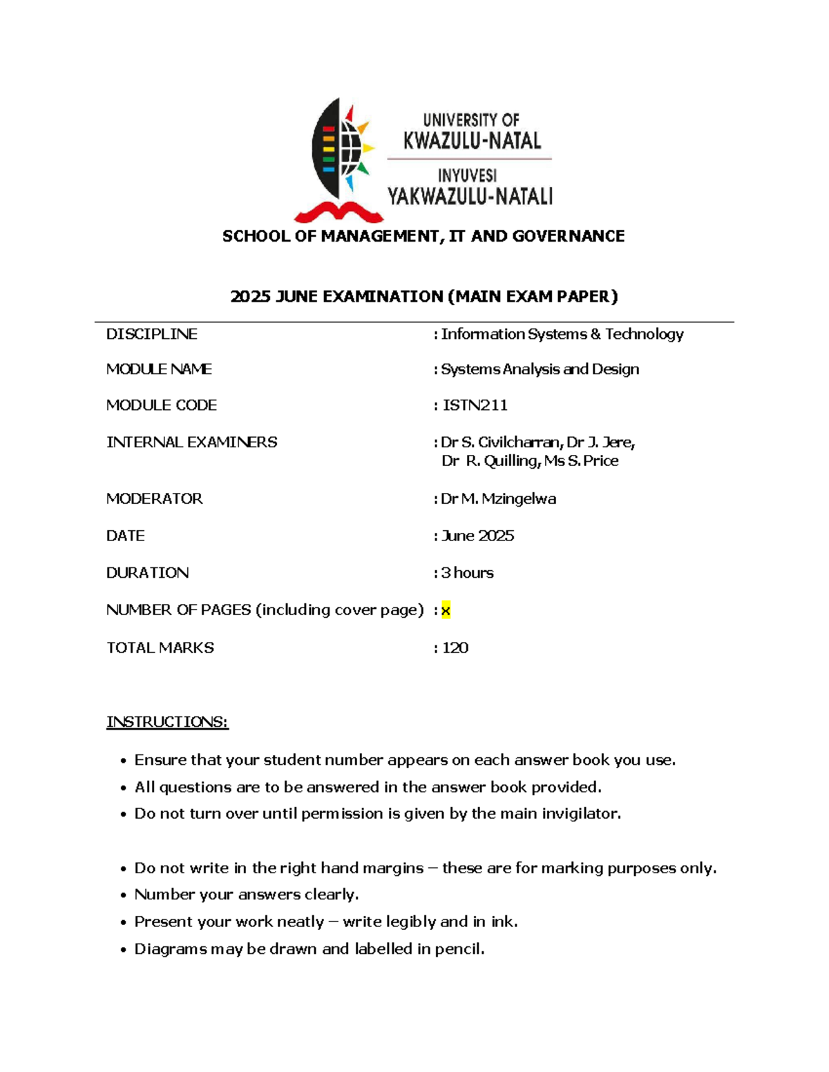 ISTN211 Systems Analysis and Design 2025 Final Exam Paper - Studocu