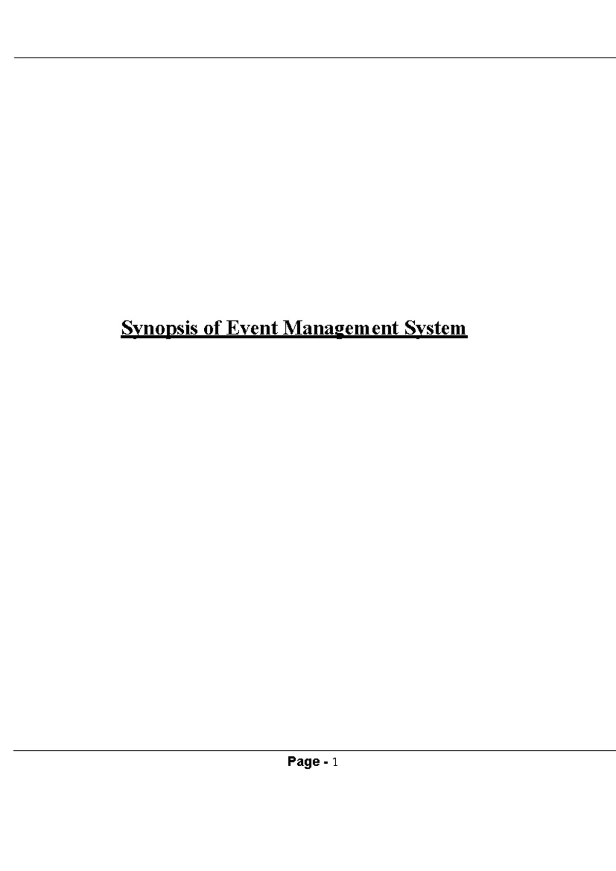538016706 Synopsis of Event Management System: Features & Objectives ...