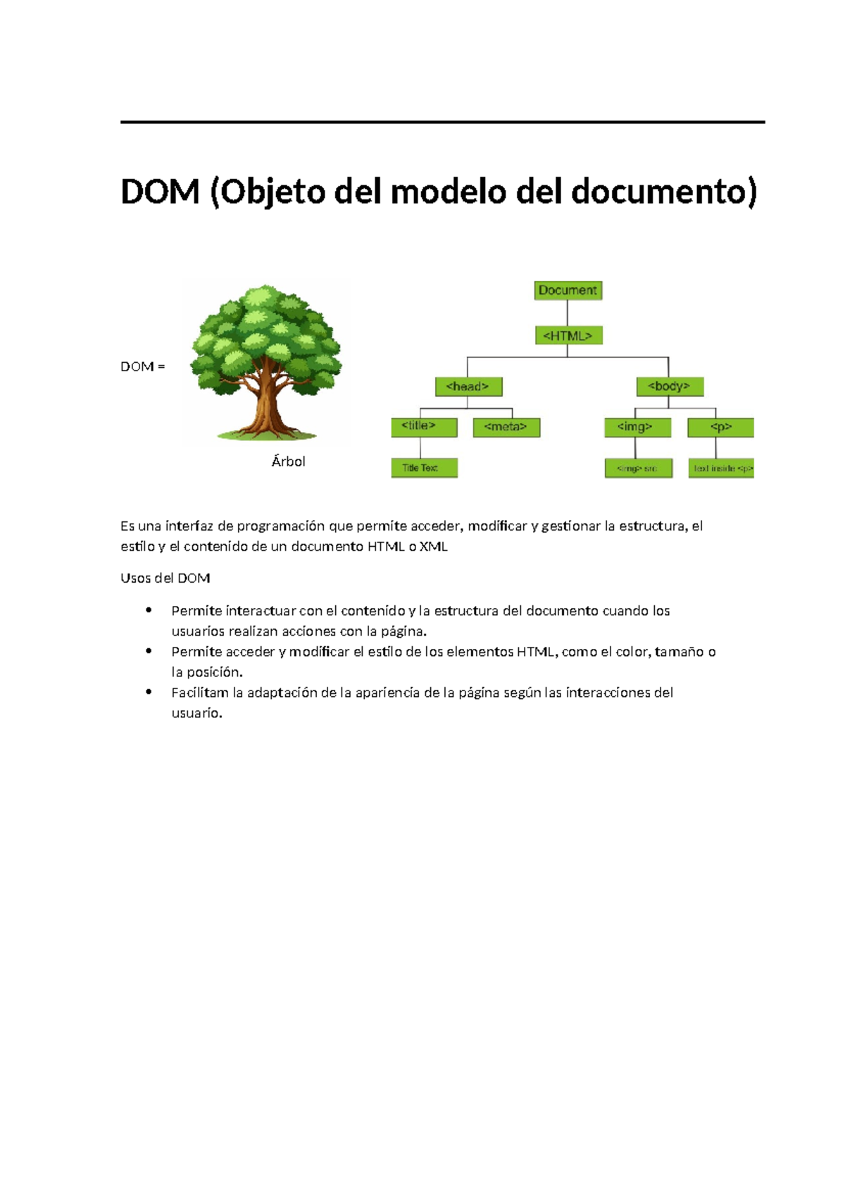 DOM - Conceptor basicos - DOM (Objeto del modelo del documento) DOM ...