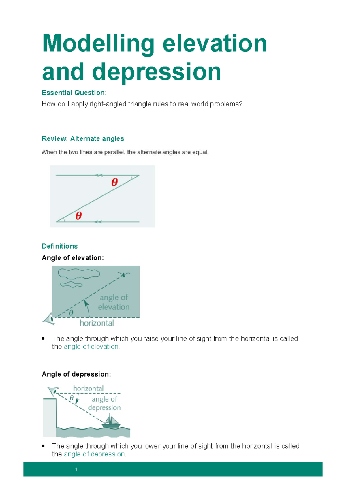 Modelling Elevation & Depression: Applying Triangle Rules - Studocu