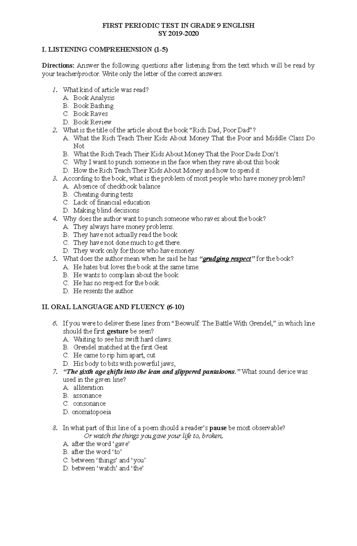 Rhyme Scheme Practice Worksheet for Poetry Analysis - Studocu